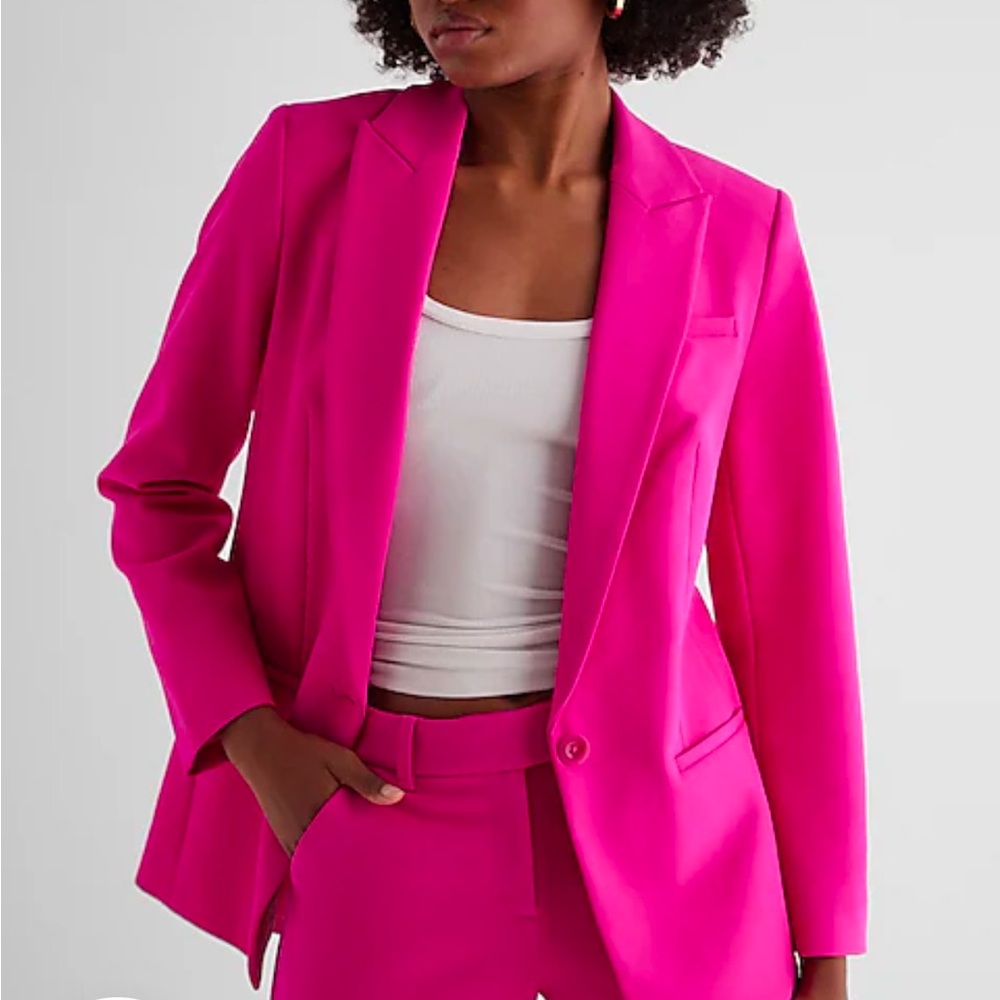 Pink Editor One Button Boyfriend Blazer